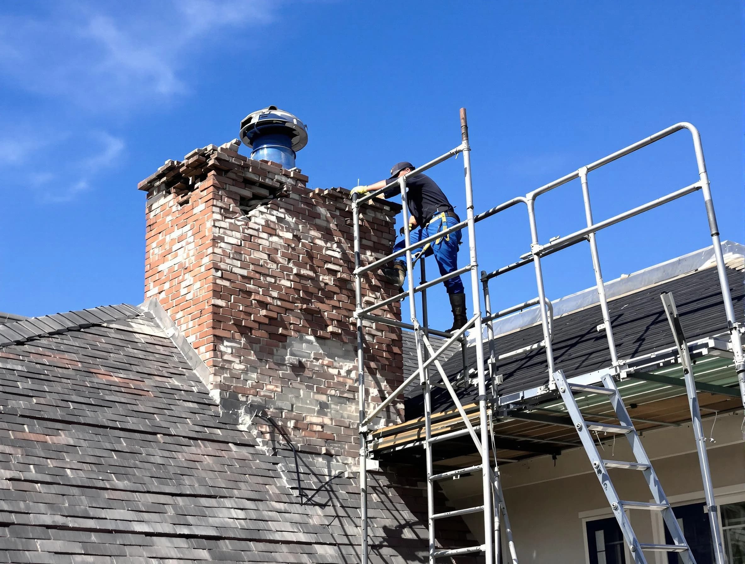 Rebuilding a chimney structure by Rockwood Chimney Sweep in Rockwood, VA