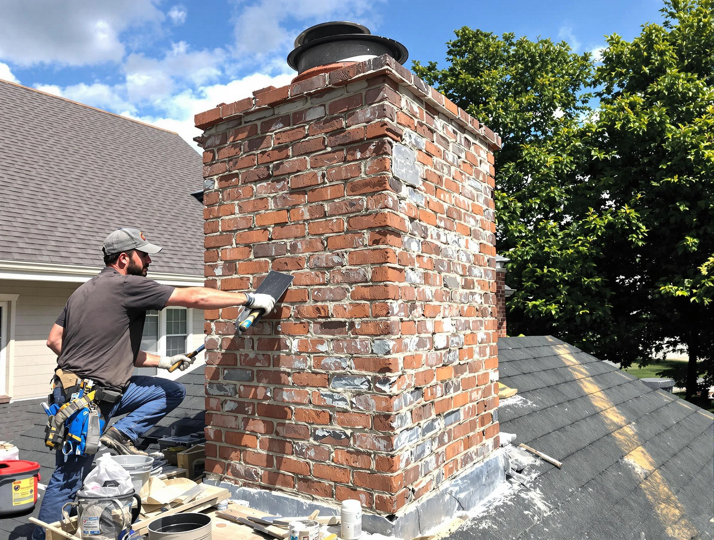 Completed chimney rebuild by Rockwood Chimney Sweep in Rockwood, VA