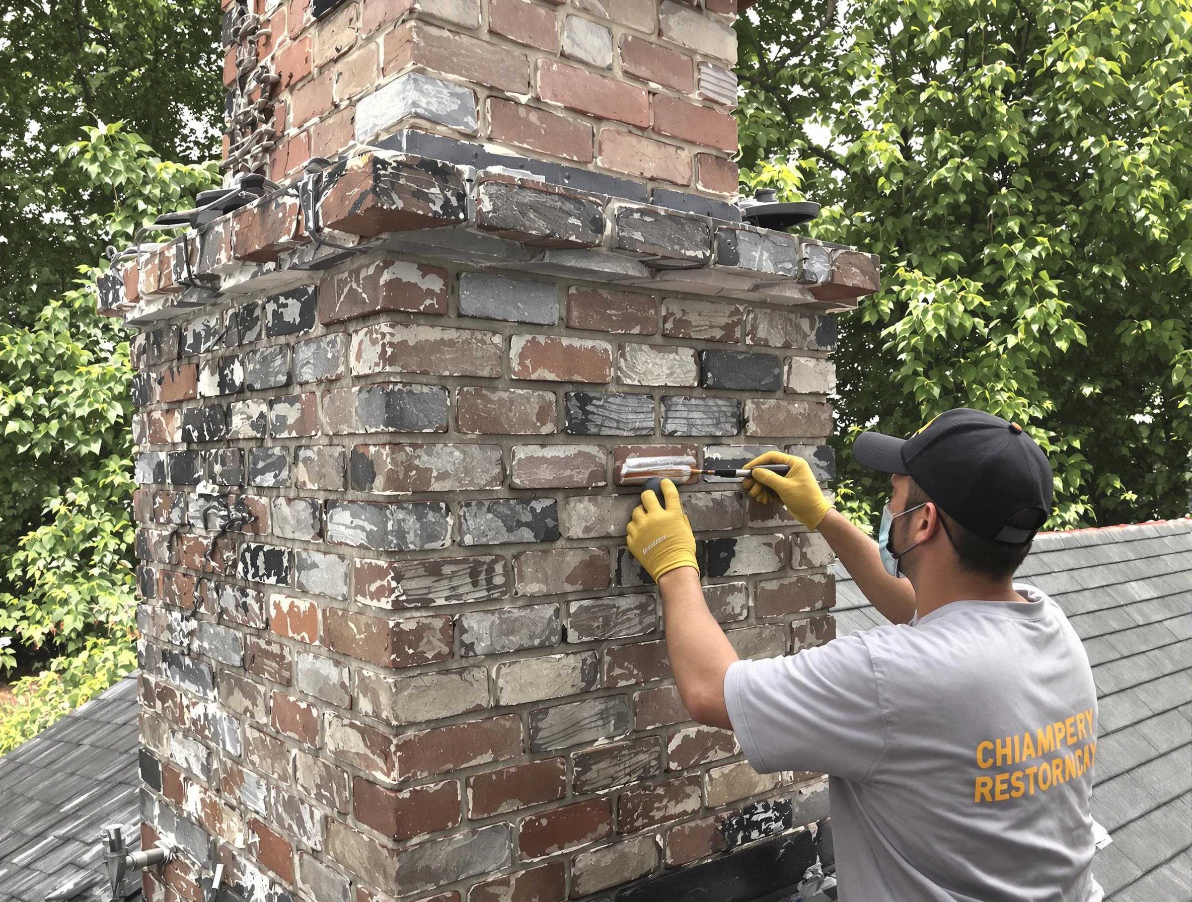 In-progress chimney restoration by Rockwood Chimney Sweep in Rockwood, VA