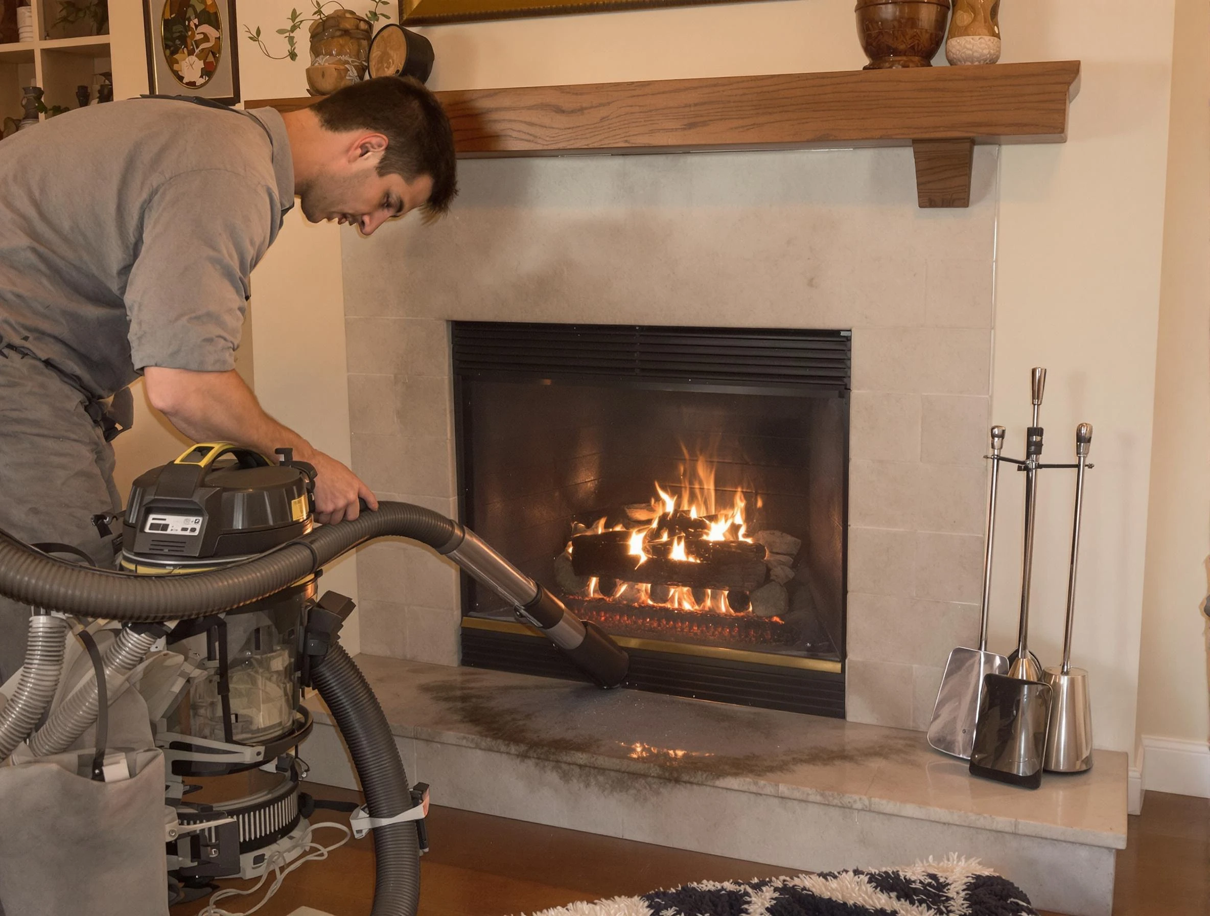 Routine fireplace upkeep by Rockwood Chimney Sweep in Rockwood, VA